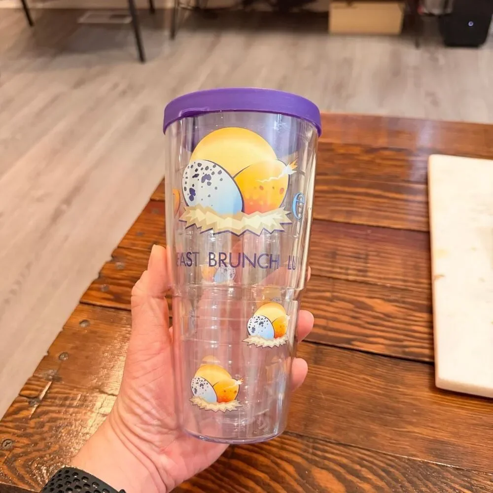 Tervis Wild Eggs Breakfast Brunch 24 oz Tumbler Purple Lid - Picture 2 of 7